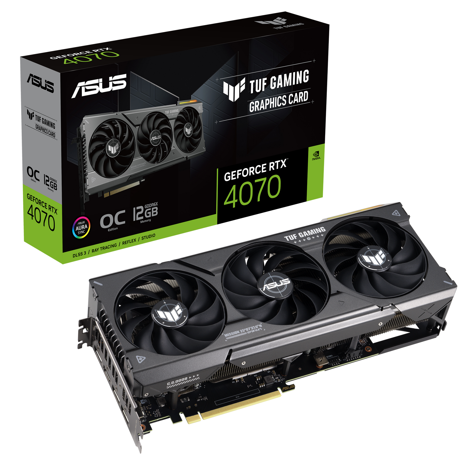 ASUS TUF Gaming GeForce RTX™ 4070 12GB GDDR6X OC Edition with DLSS 3, lower temps, and enhanced durability