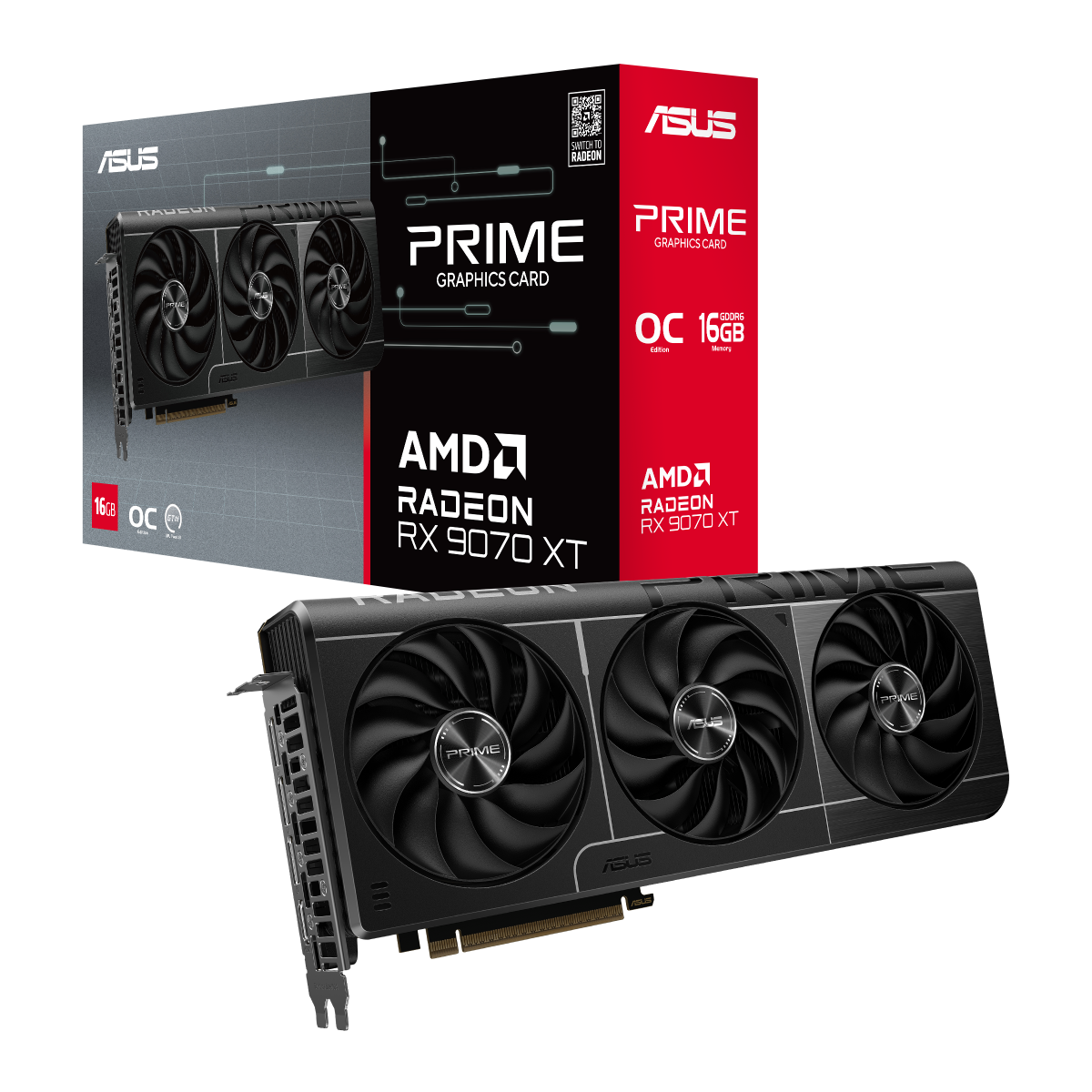 ASUS Prime Radeon RX 9070 XT OC Edition 16GB GDDR6 Gaming Grafikkarte 