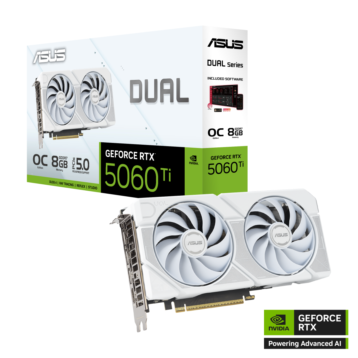 ASUS Dual GeForce RTX 5060 Ti 8GB GDDR7 White OC Edition Gaming Grafikkarte 