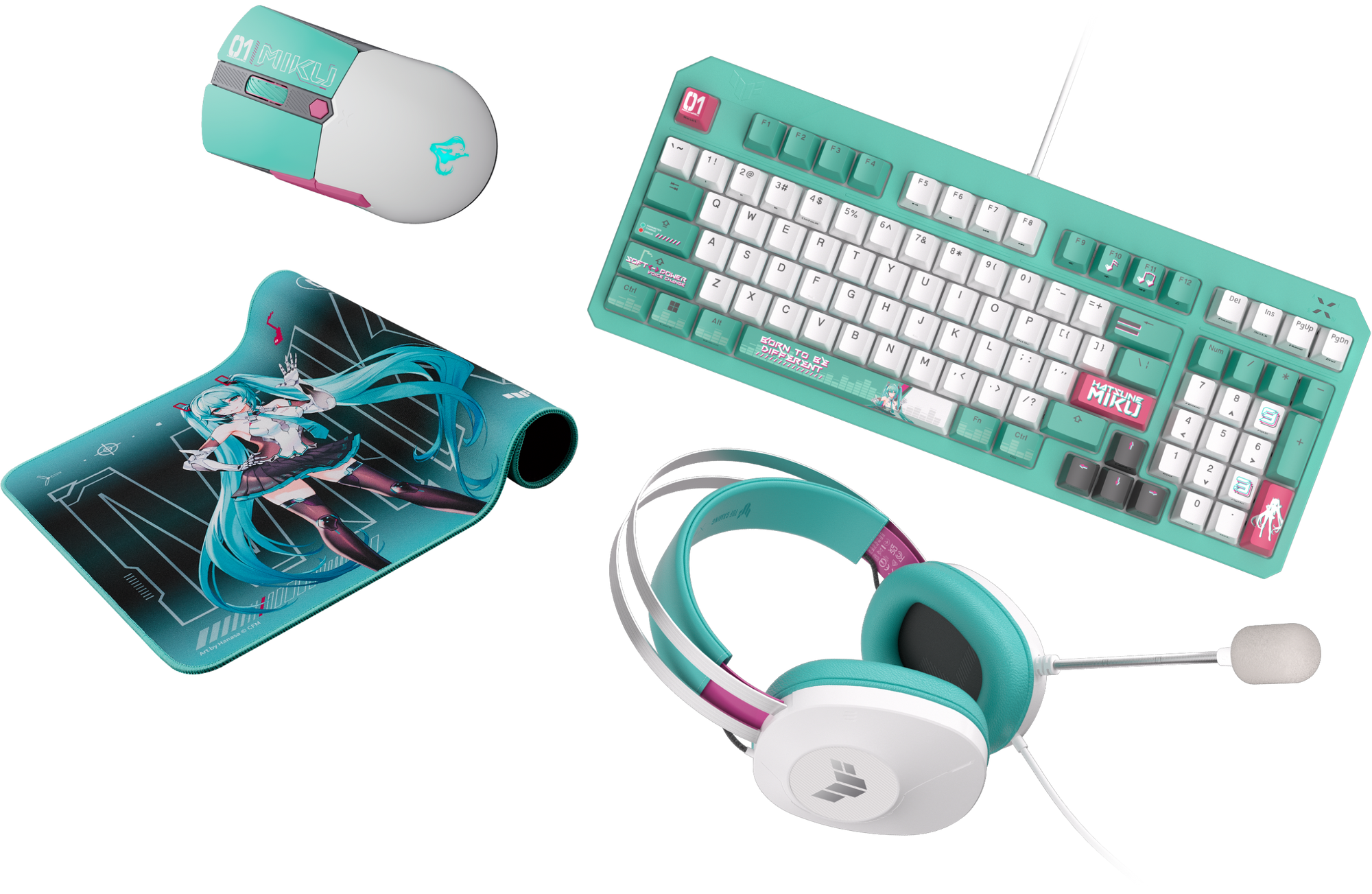 BUNDLE TUF Gaming K3 + TUF Gaming H1 + TUF Gaming Mini + TUF Gaming P1 Hatsune Miku Edition