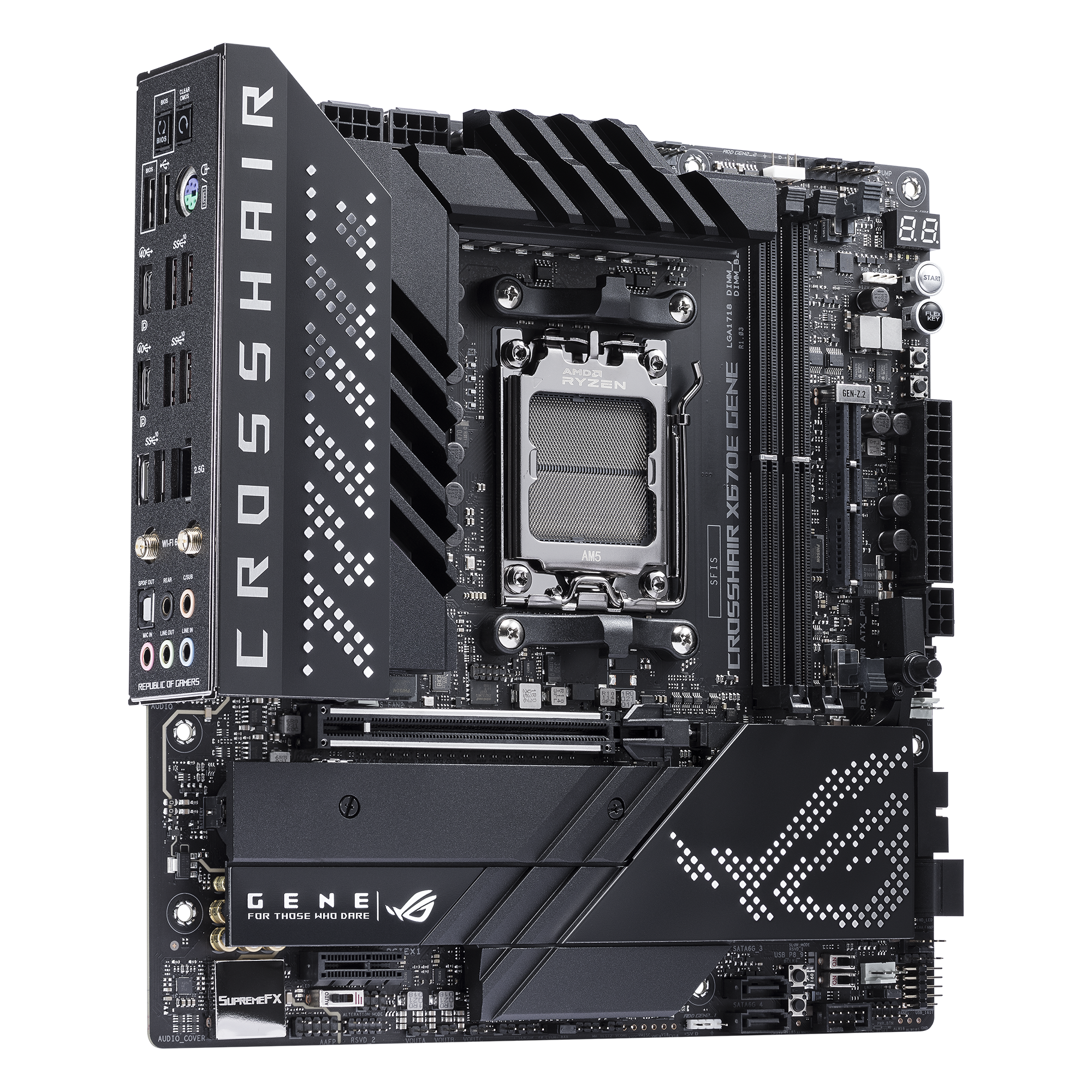 ASUS ROG CROSSHAIR X670E GENE Gaming Motherboard Socket AMD AM5 thumbnail 6