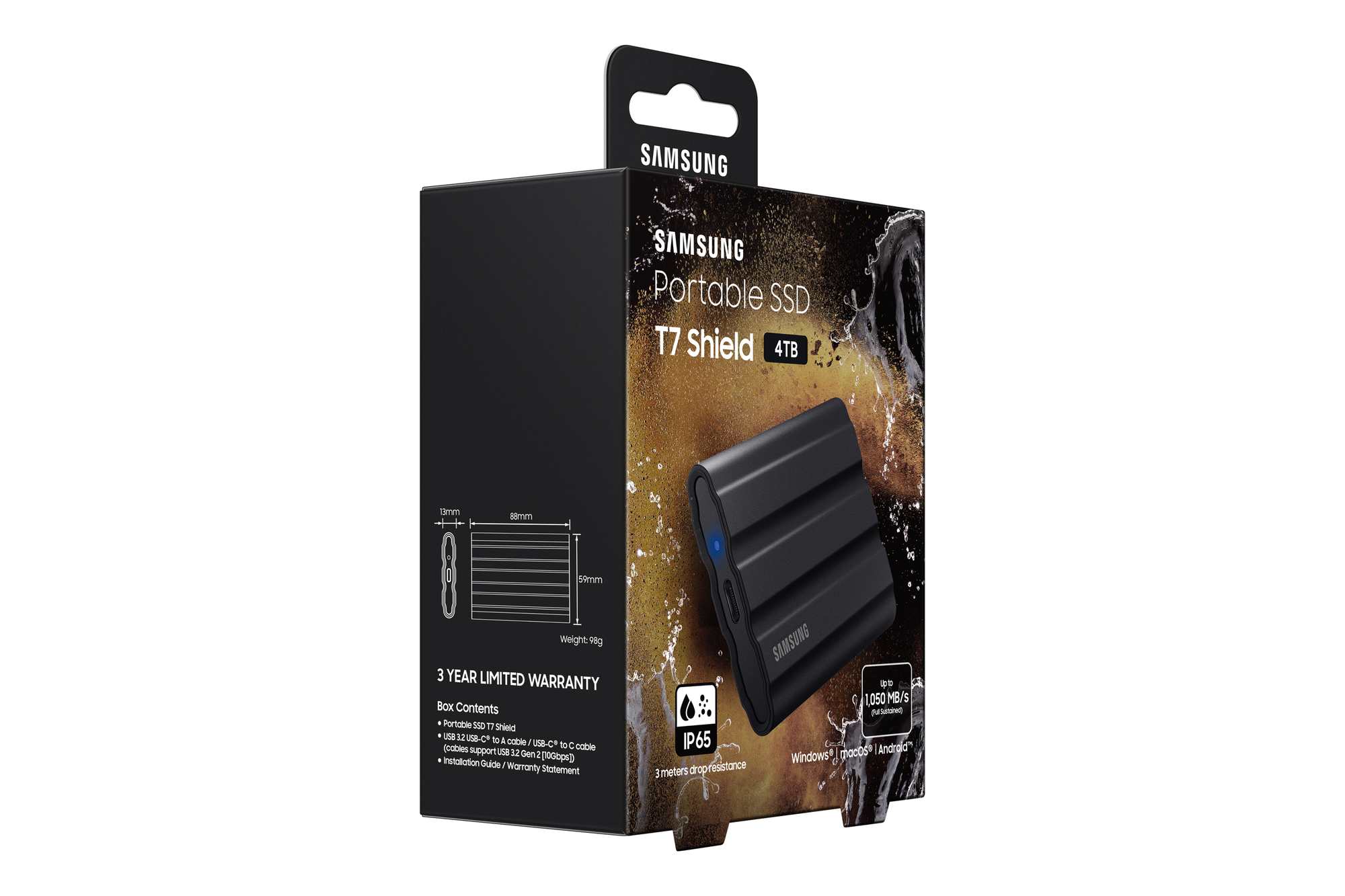 Samsung T7 Shield Portable SSD - 4 TB - USB 3.2 Gen.2 Externe SSD Schwarz (MU-PE24T0S/EU) thumbnail 3