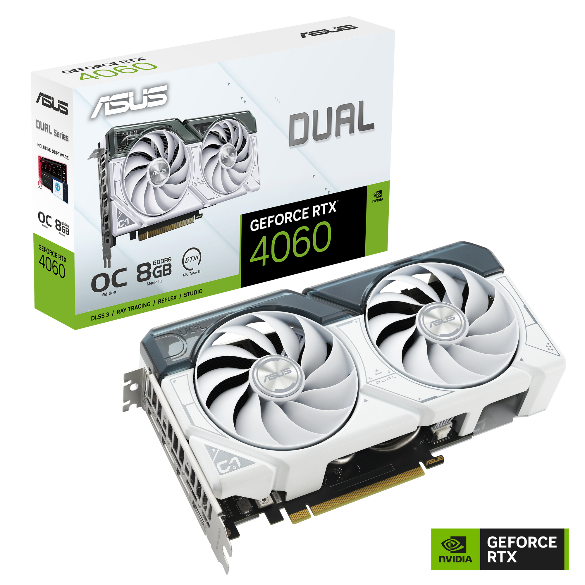 ASUS Dual GeForce RTX 4060 OC White Edition 8GB GDDR6 Gaming Graphics Card white 