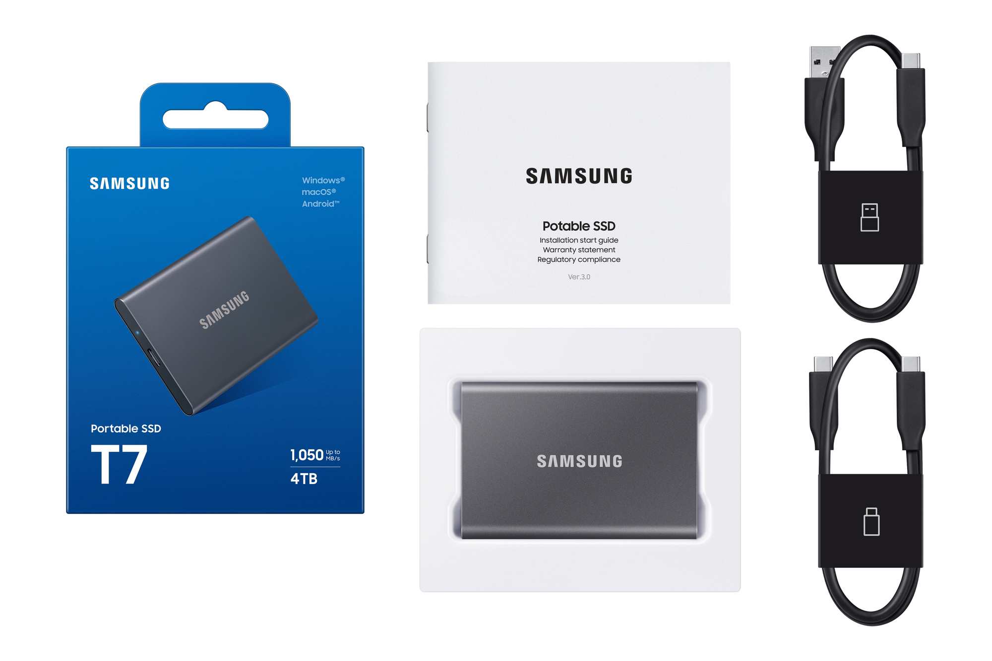 Samsung T7 Portable SSD - 4 TB - USB 3.2 Gen.2 Externe SSD Titan Gray 2