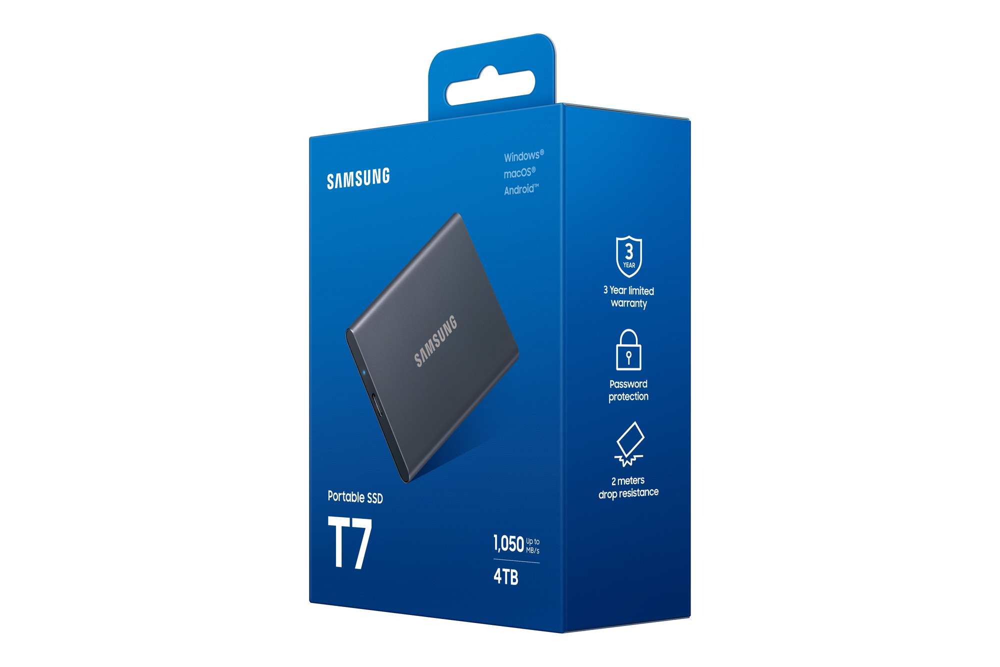 Samsung T7 Portable SSD - 4 TB - USB 3.2 Gen.2 Externe SSD Titan Gray thumbnail 3