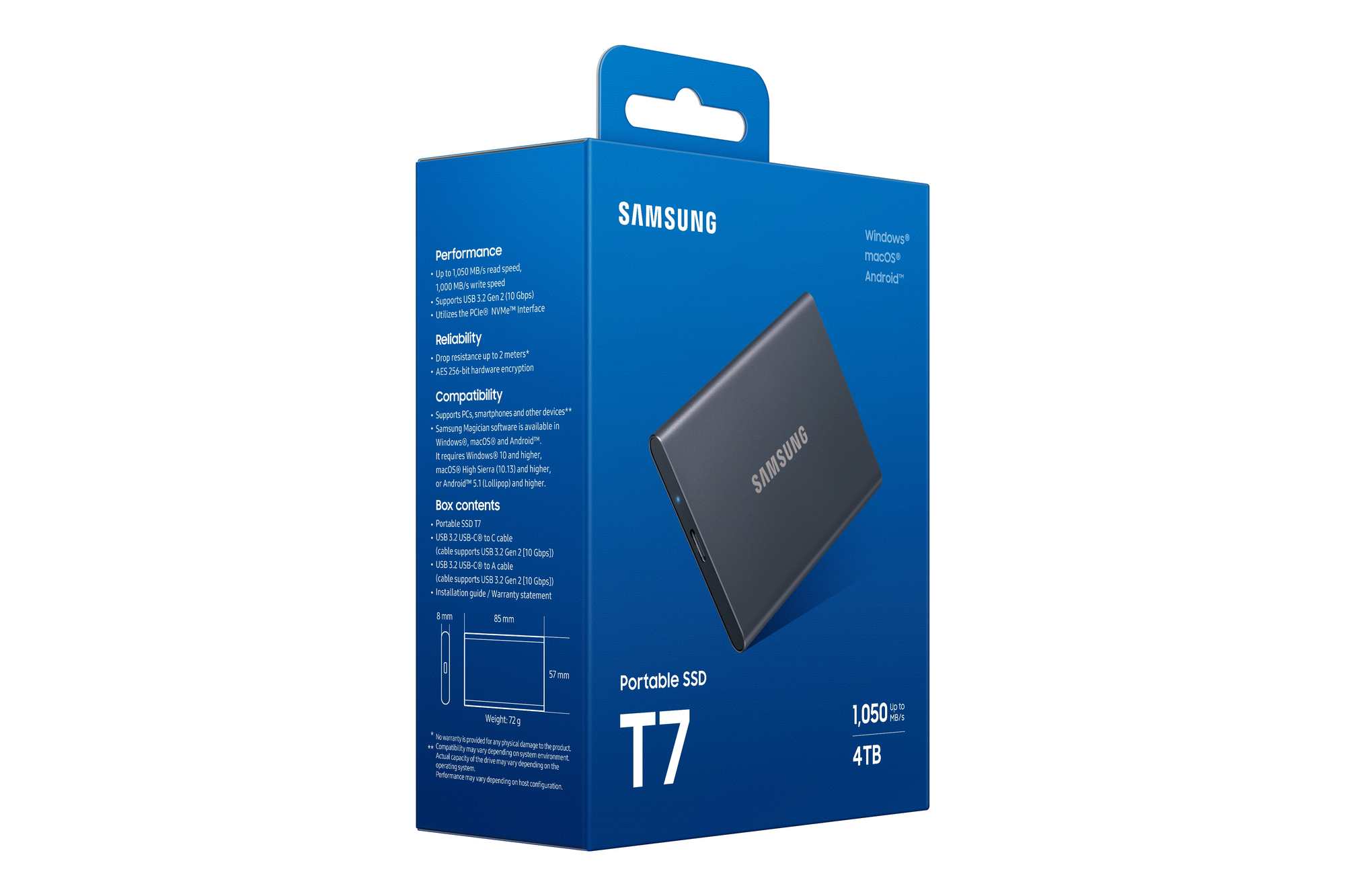 Samsung T7 Portable SSD - 4 TB - USB 3.2 Gen.2 Externe SSD Titan Gray thumbnail 5