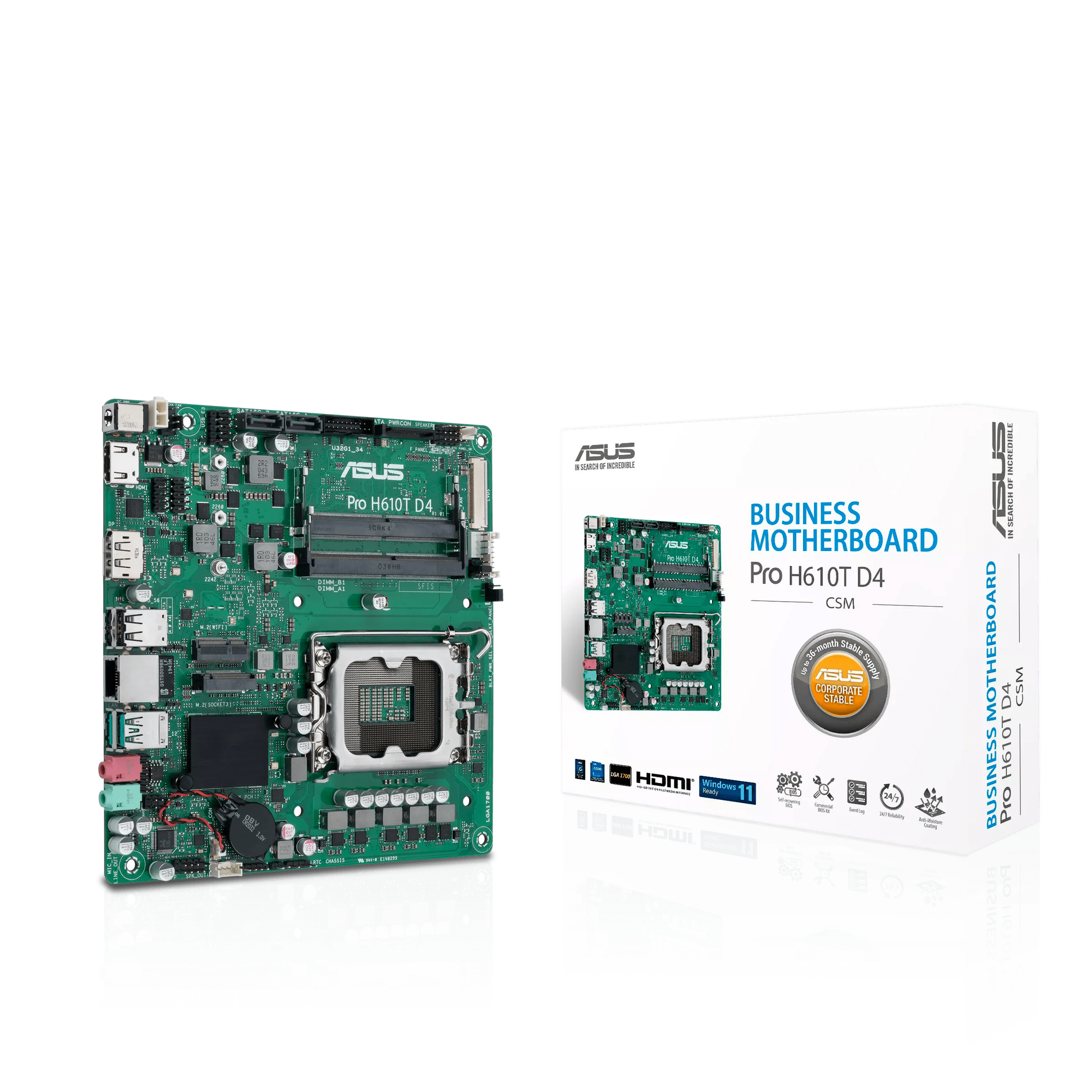 ASUS Pro H610T D4-CSM Business-Mainboard Sockel Intel LGA 1700 1