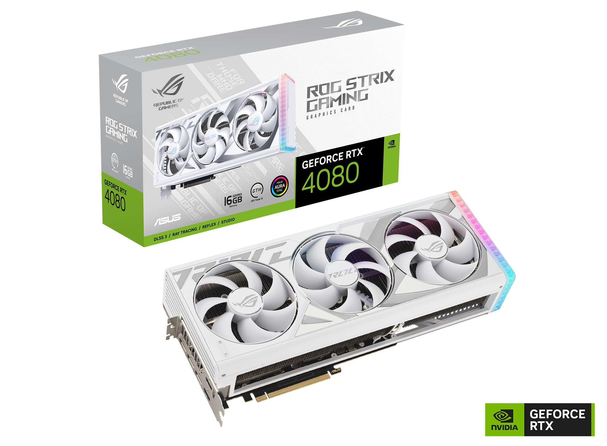 ASUS ROG Strix GeForce RTX 4080 16GB White Edition GDDR6X Gaming Graphics Card 