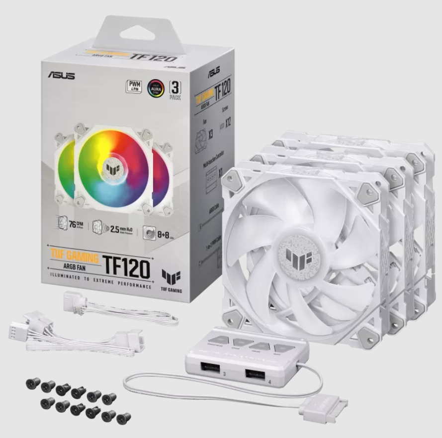TUF Gaming TF120 ARGB Fan - Triple Fan Kit with ARGB Controller thumbnail 6