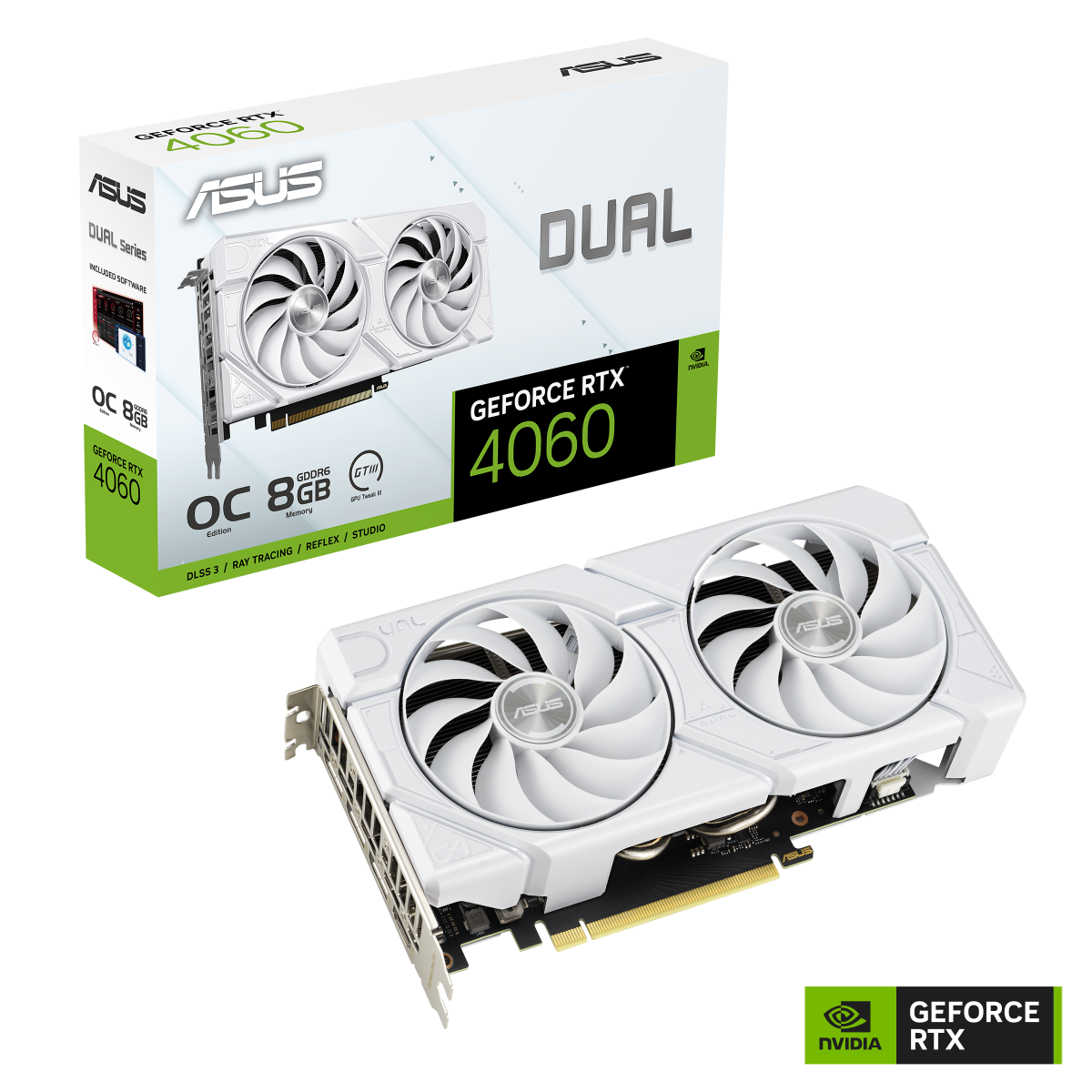 ASUS Dual GeForce RTX 4060 EVO White OC Edition 8GB GDDR6 Gaming Grafikkarte weiß