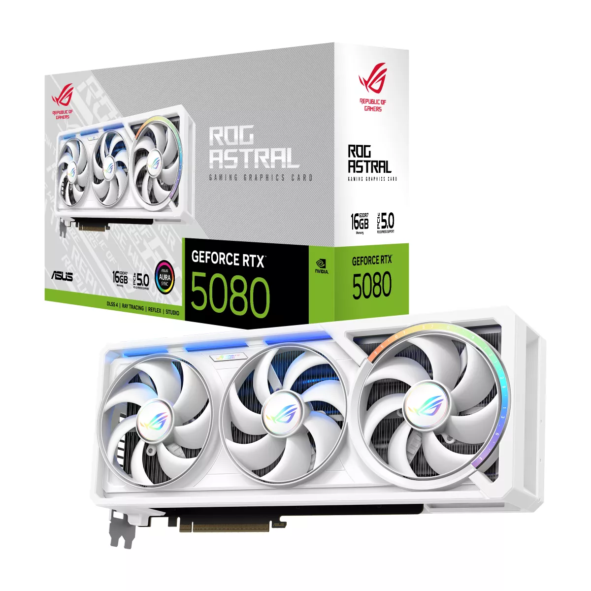 ASUS ROG Astral GeForce RTX 5080 16GB GDDR7 White Gaming Quad-Lüfter-Grafikkarte