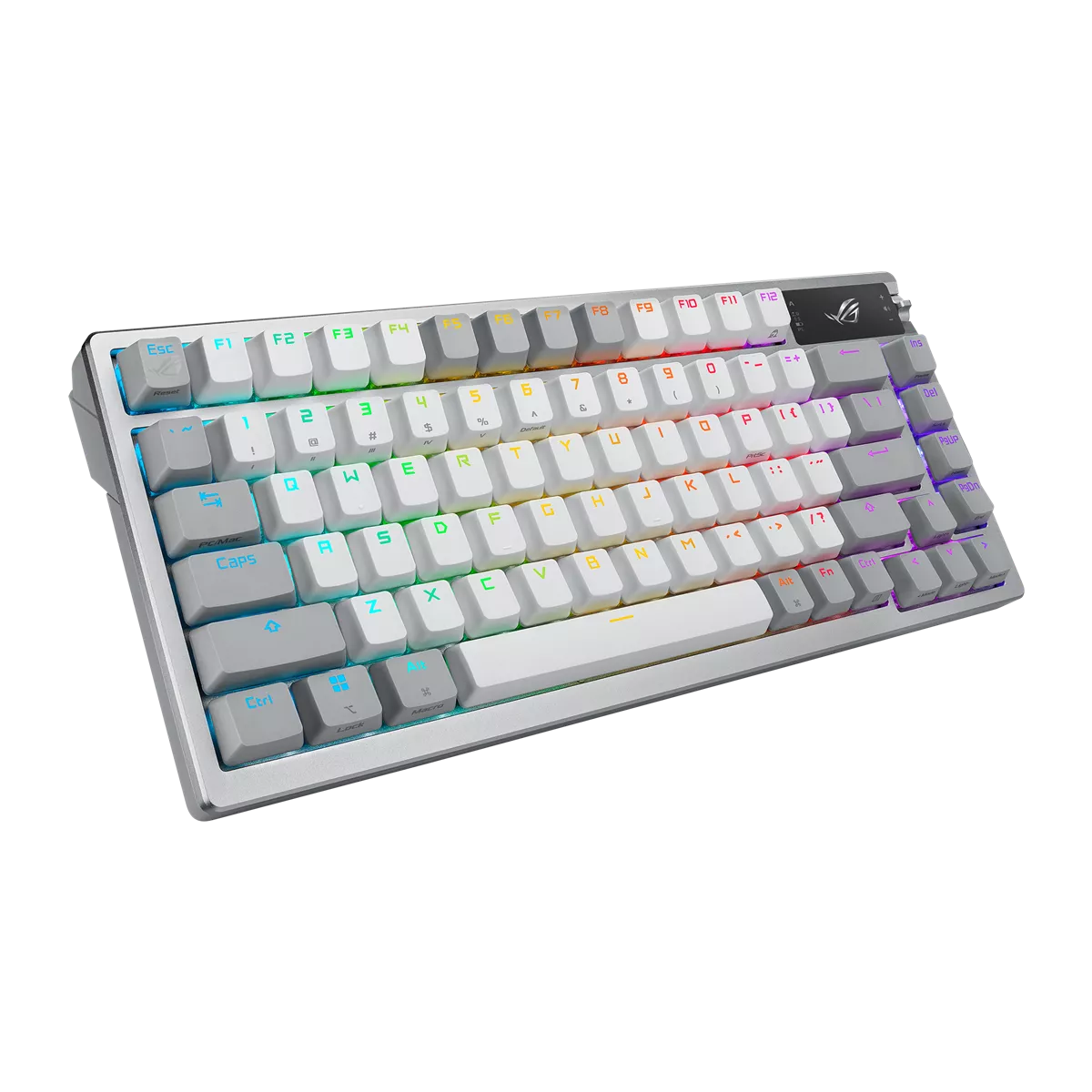 ASUS ROG AZOTH WHITE 75% Wireless DIY Custom RGB Gaming Keyboard, NX Red Switches, OLED Display, PBT