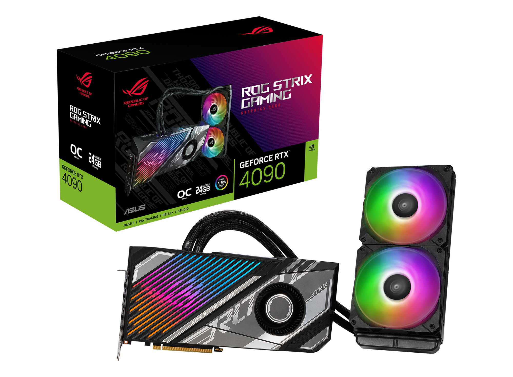 ASUS ROG Strix LC GeForce RTX 4090 24GB OC Edition GDDR6X Gaming Graphics Card with Watercooler thumbnail 1