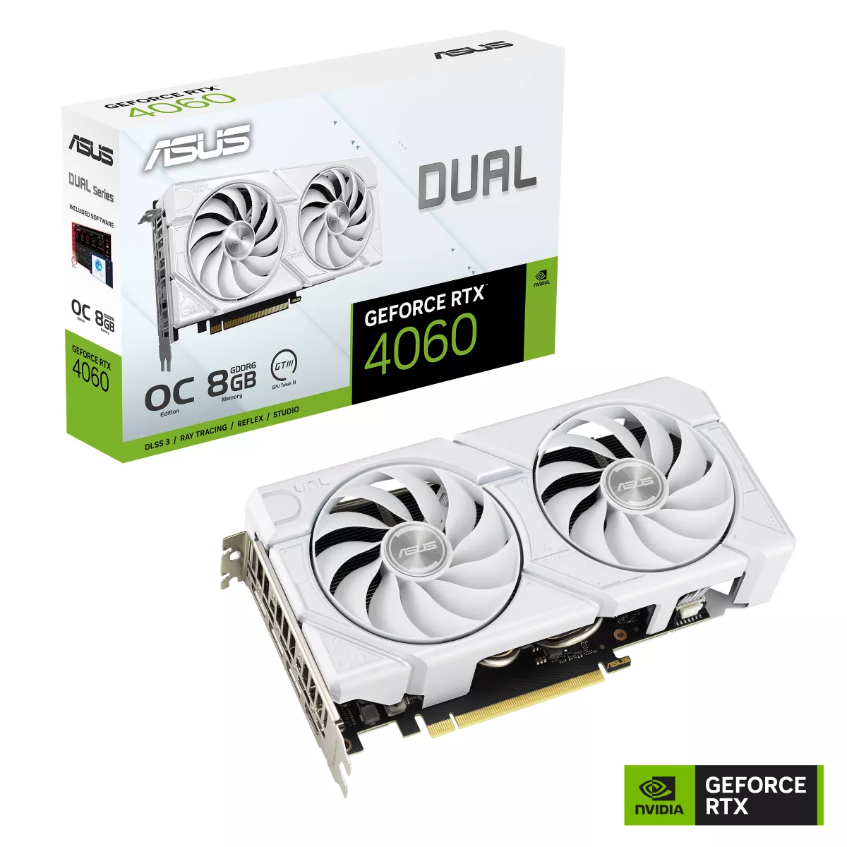 ASUS Dual GeForce RTX 4060 EVO White OC Edition 8GB GDDR6 Gaming Grafikkarte weiß ASUS Dual GeForce RTX 4060 EVO White OC Edition 8GB GDDR6 Gaming Grafikkarte weiß